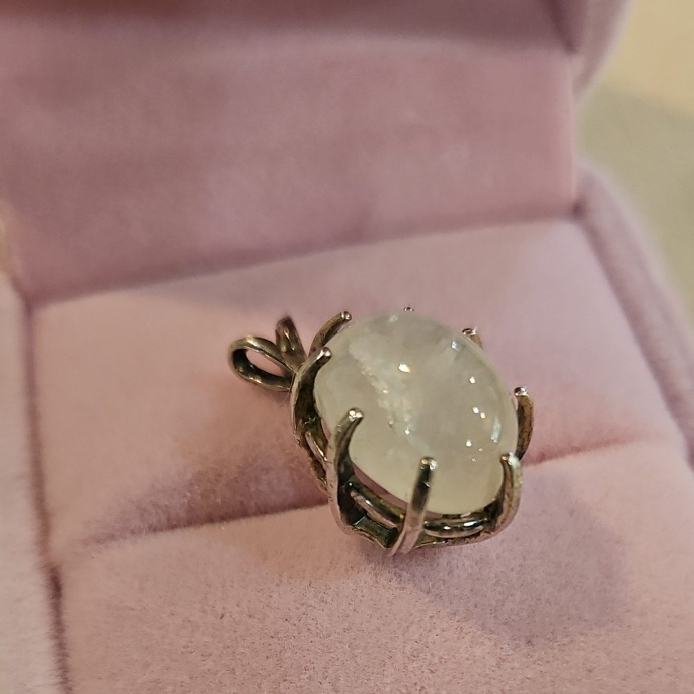 Sterling Silver Moonstone Oval Pendant
